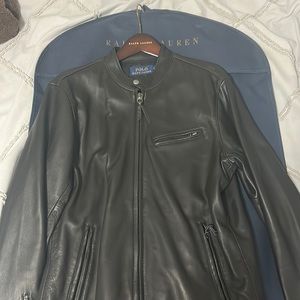 Ralph Lauren Racer Leather Jacket Lambskin. Size M